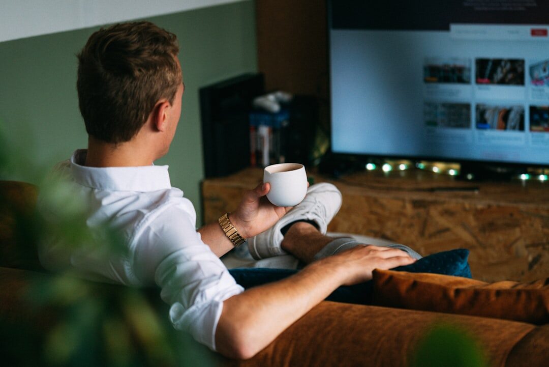 person binge watching tv