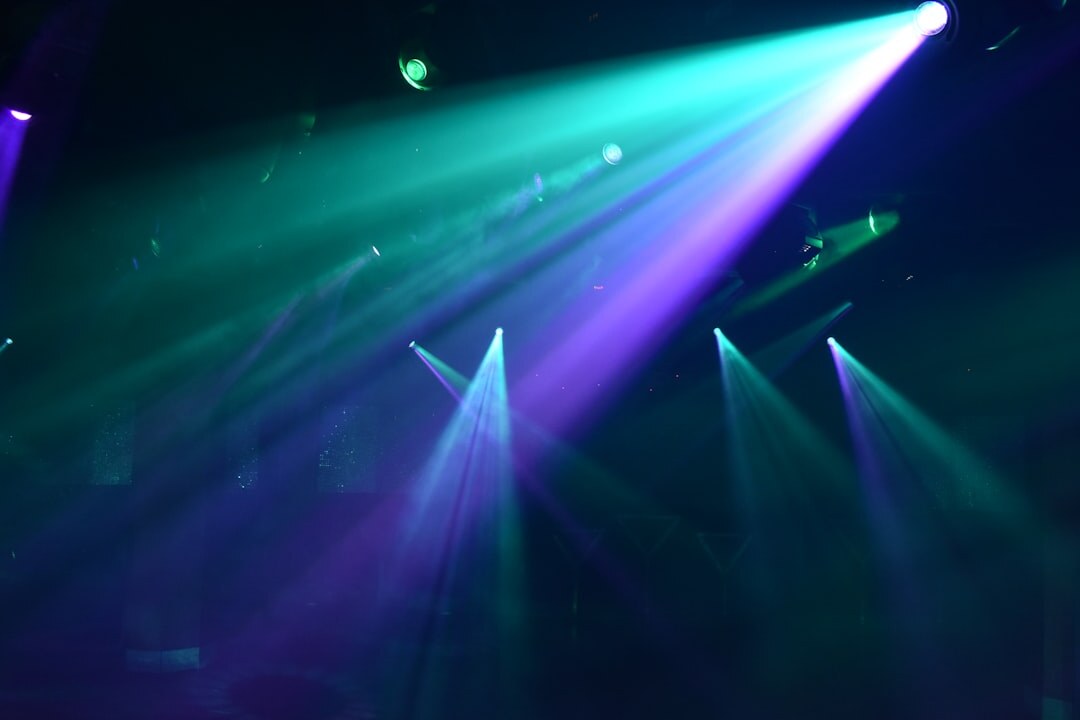 Concert stage with colourful spotlights
